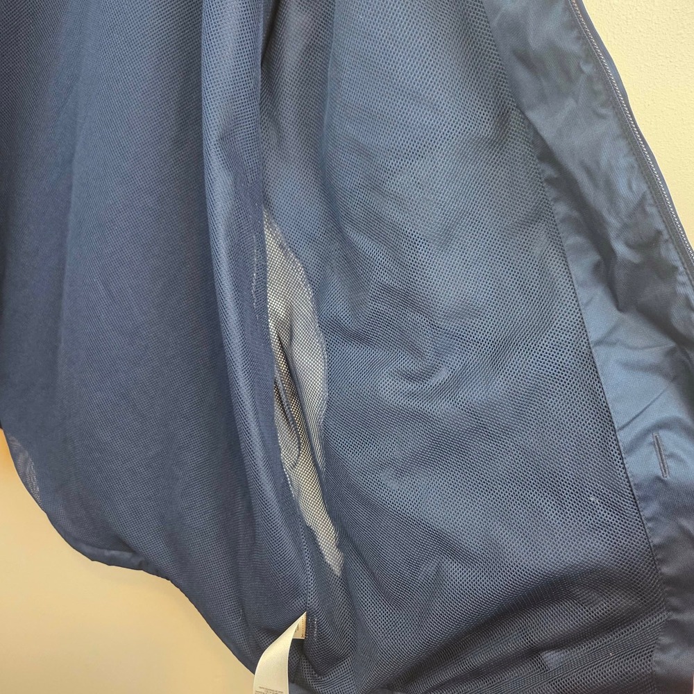 Adidas Mens Navy Blue Full Zip Track Jacket Windbreaker Hooded 3-Stripe Size 2XL - Picture 7 of 16